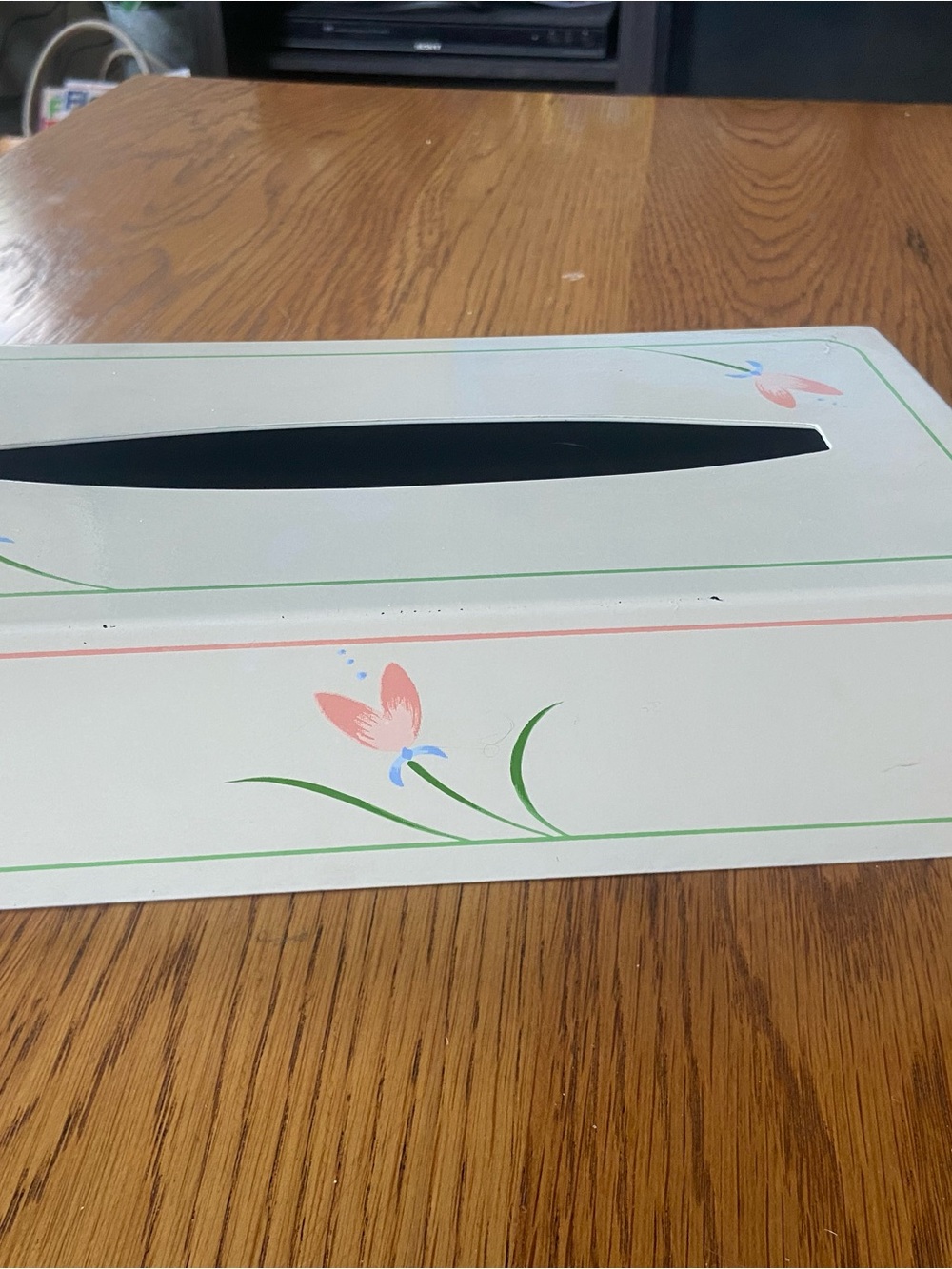 Vintage Andre Richard Japan Floral Metal Tissue Box Cover